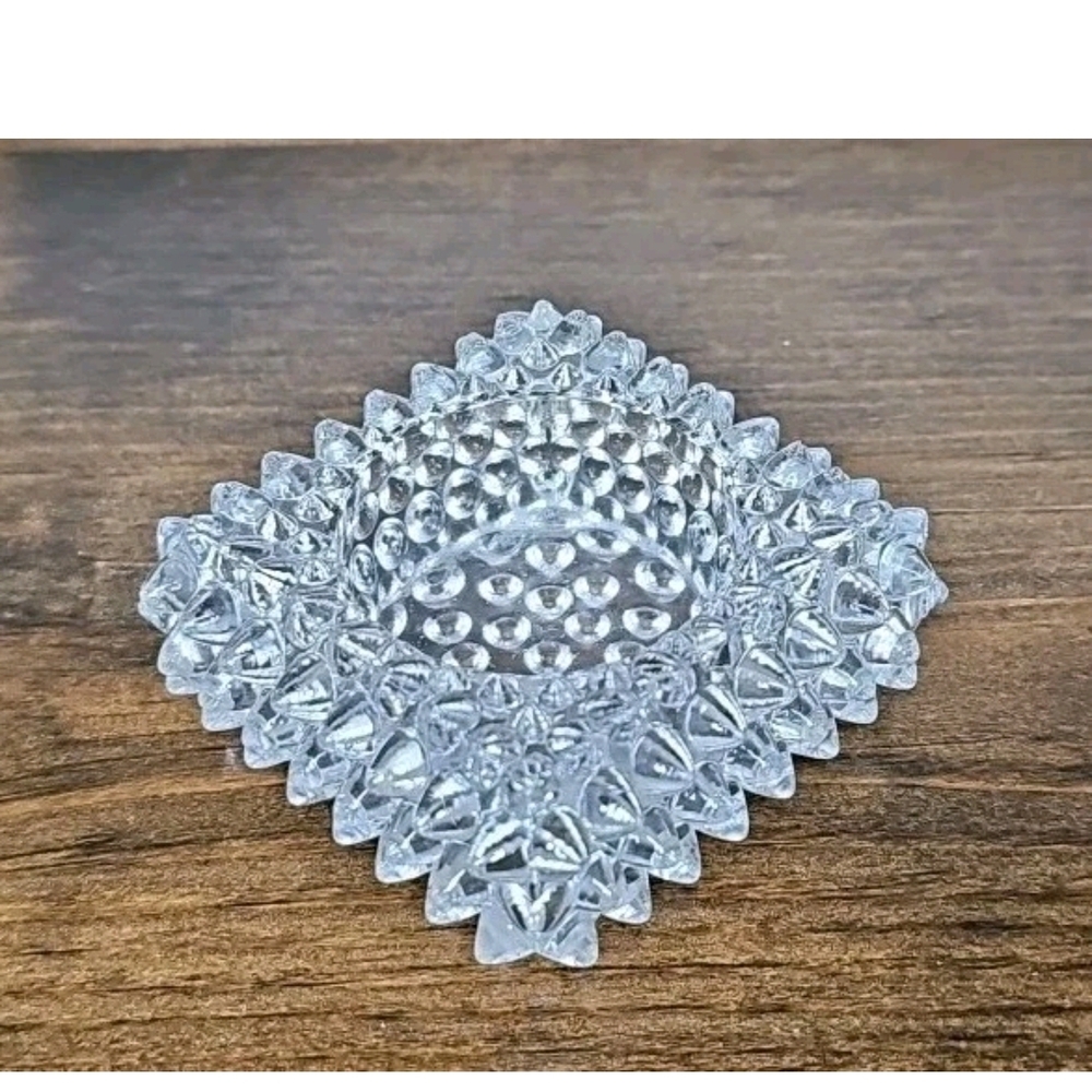 Vintage 3" Fenton Clear Hobnail Salt Cellar Tea Light Votive Candle Holder Spike